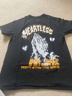 Papercut Collection Black Tee with White & Yellow Flame Graphic